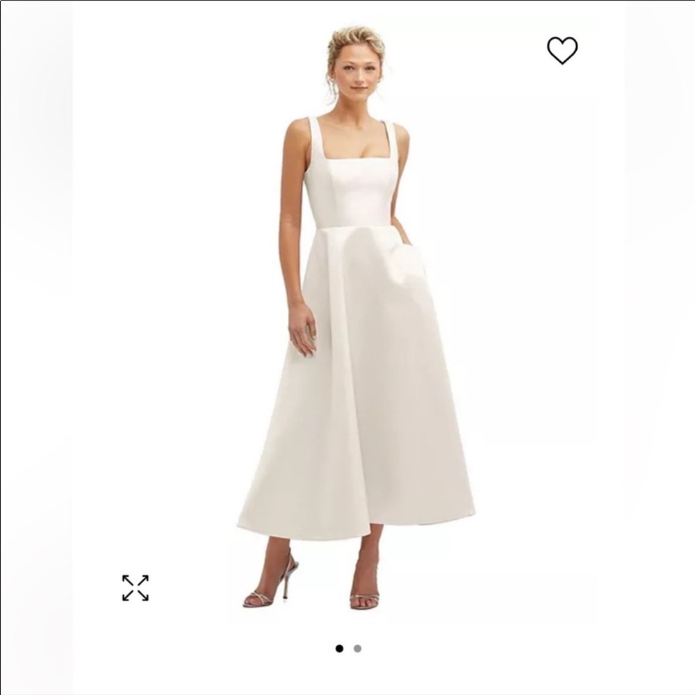 Ivory Square Neck Sateen Midi Gown NWT